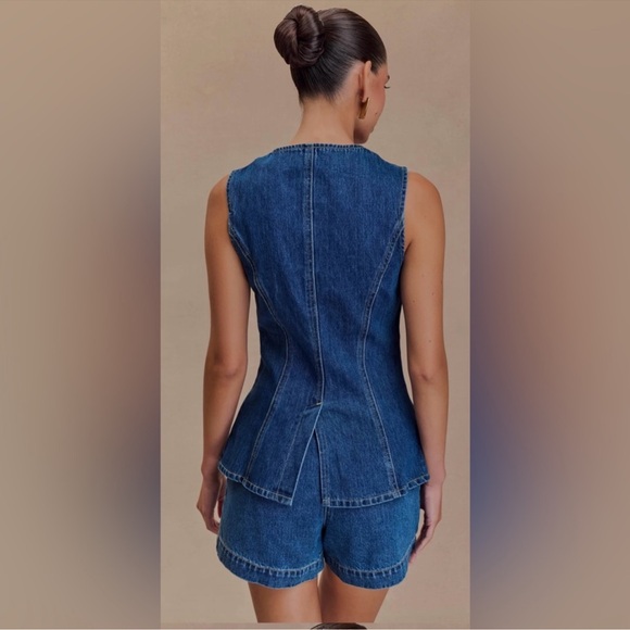 Meshki Blue Denim Abel Sleeveless Top & shorts set - Picture 2 of 5